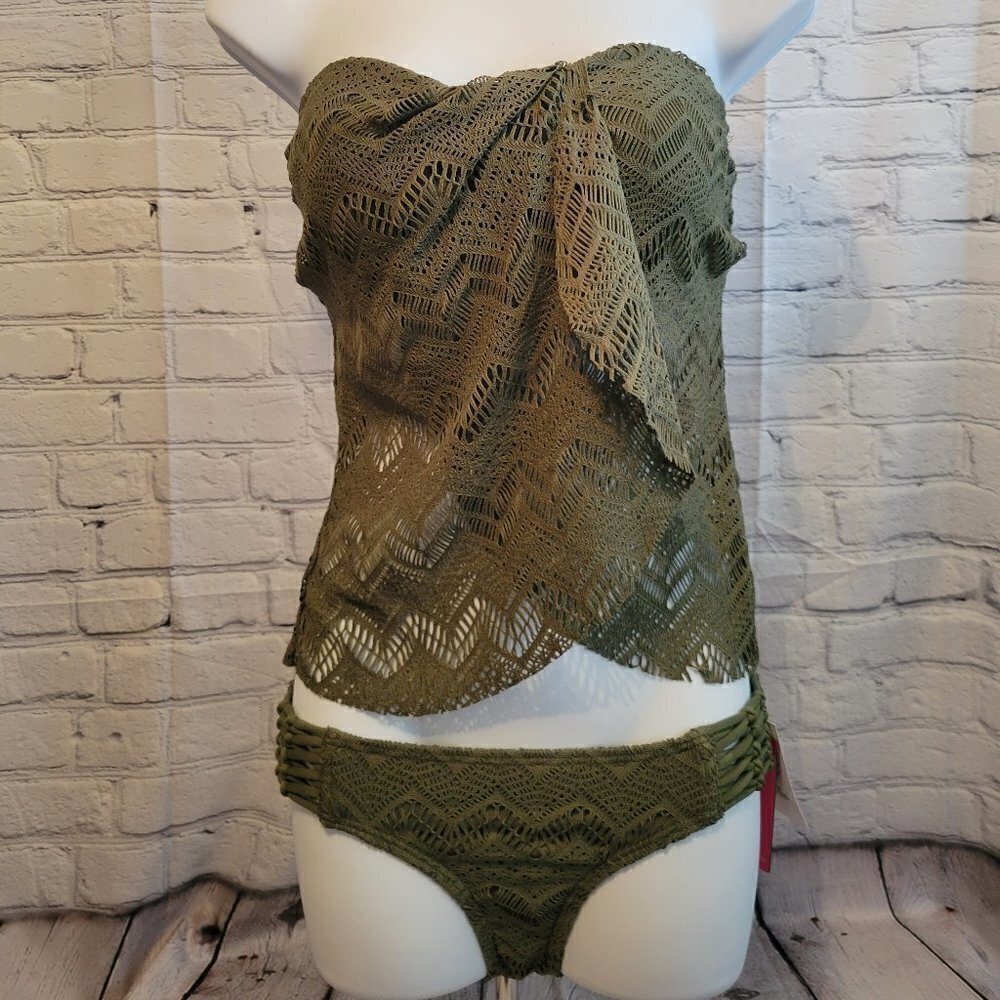 Vince Camuto Crochet Draped Tankini Top and Bottom